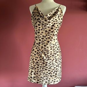 Satin Leopard Slip Dress